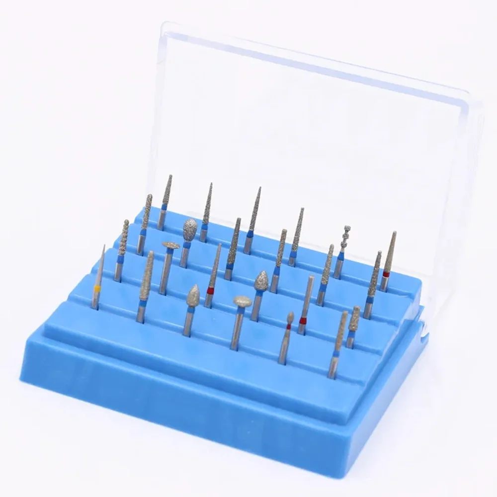 24 Holes With Clear Lid Plastic Dental Bur Holder Disinfection Storage Box Blue White Yellow Colors Optional Dentist Supplies