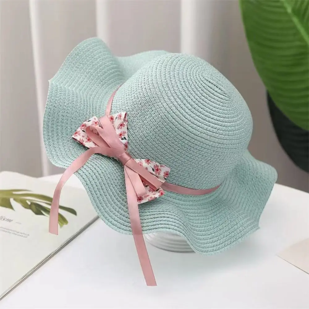 Big Brim Kids Straw Hat Bag Holiday UV Protection Cute Handbag Sunscreen Breathable Sun Hat Children Girls