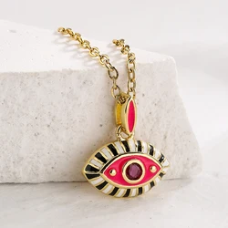 Enamel Evil Eye Pendant Necklace 8 Colors Pink Red Blue Turkish Lucky Eye Choker Necklaces Bohemian Vintage Necklaces for Women
