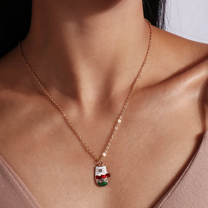 Mode Weihnachten Halsketten Emaille Santa Claus Baum Glocken Anhänger Halskette für Frauen Mädchen Weihnachten Party Urlaub Schmuck Geschenke – Detail 27