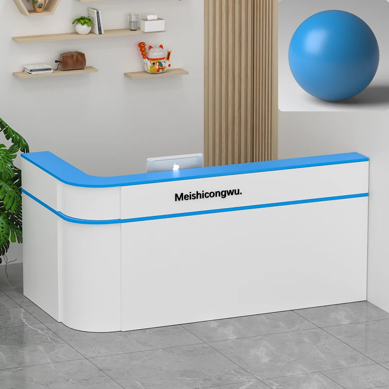 

Blue Orange Reception Desks Storage Checkout Corner Solid Wood Reception Desks White Luxury Mostrador Recepcion Office Furniture