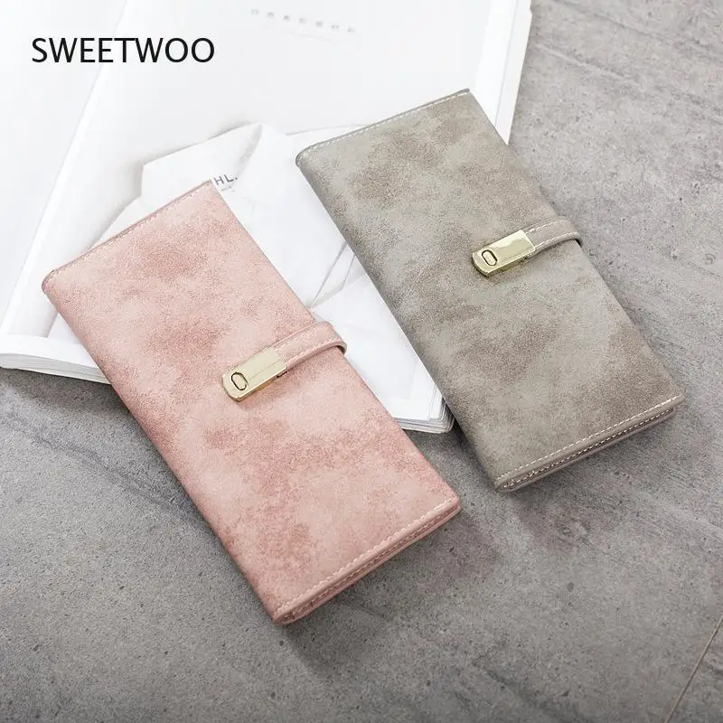 

Ultrathin Sweet Matte Leather Long Wallet for Women Magnet Hasp Phone Purses for Ladies Cards Holder Girls Coin Purse