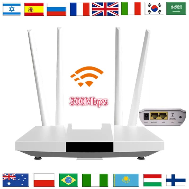 4G LTE WIFI Router 300Mbps 4 External Antennas Power Signal Booster Hotspot Smoother Wired Connection Intelligent Micro SIM Card