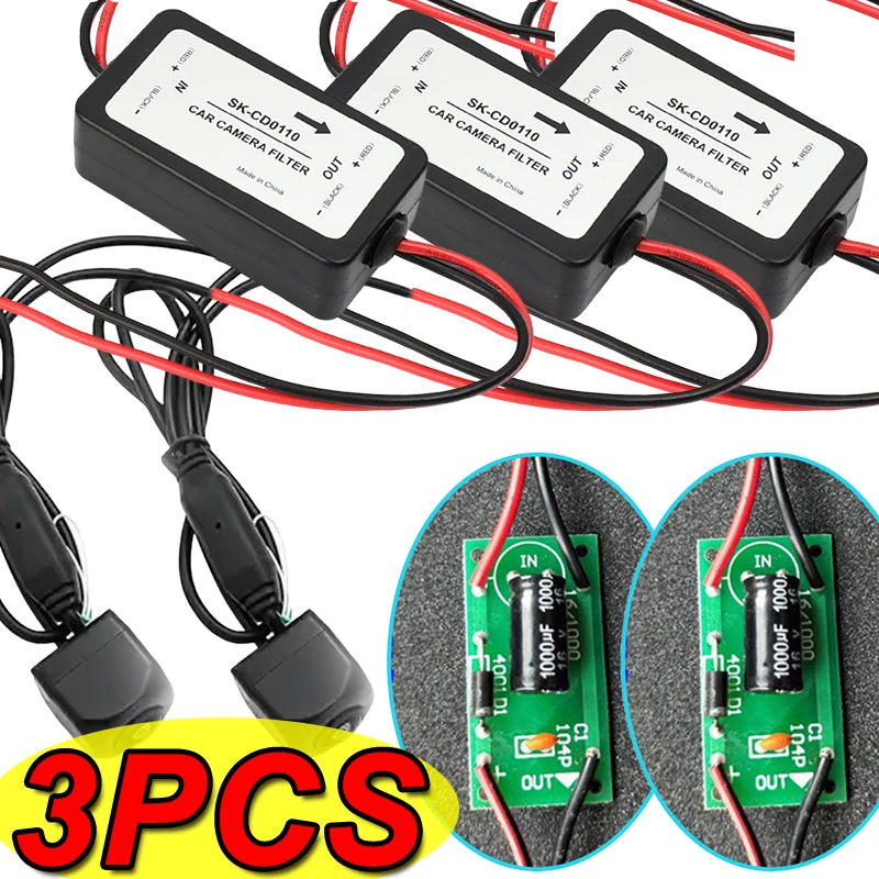 Auto Rectifier Power Parts Car Rear View Camera Power Relay Capacitor Car Camera Filter Relay Capacitor Filter Connector 1-3PCS