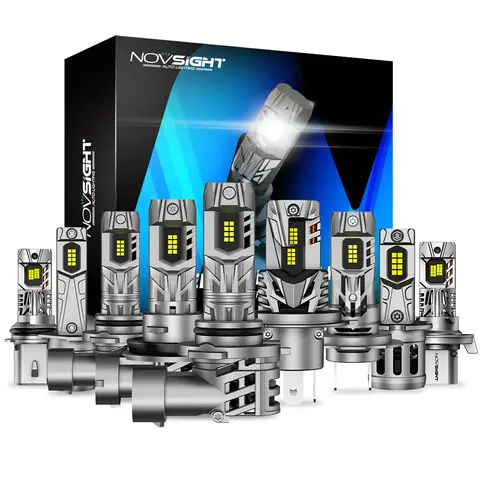 NOVSIGHT N63 H7 H11 H4 H3 H1 9005 9006 LED faro per Auto lampadine per fari Auto 70W 16000LM 6500K Mini dimensioni con ventola 12-18V 7535