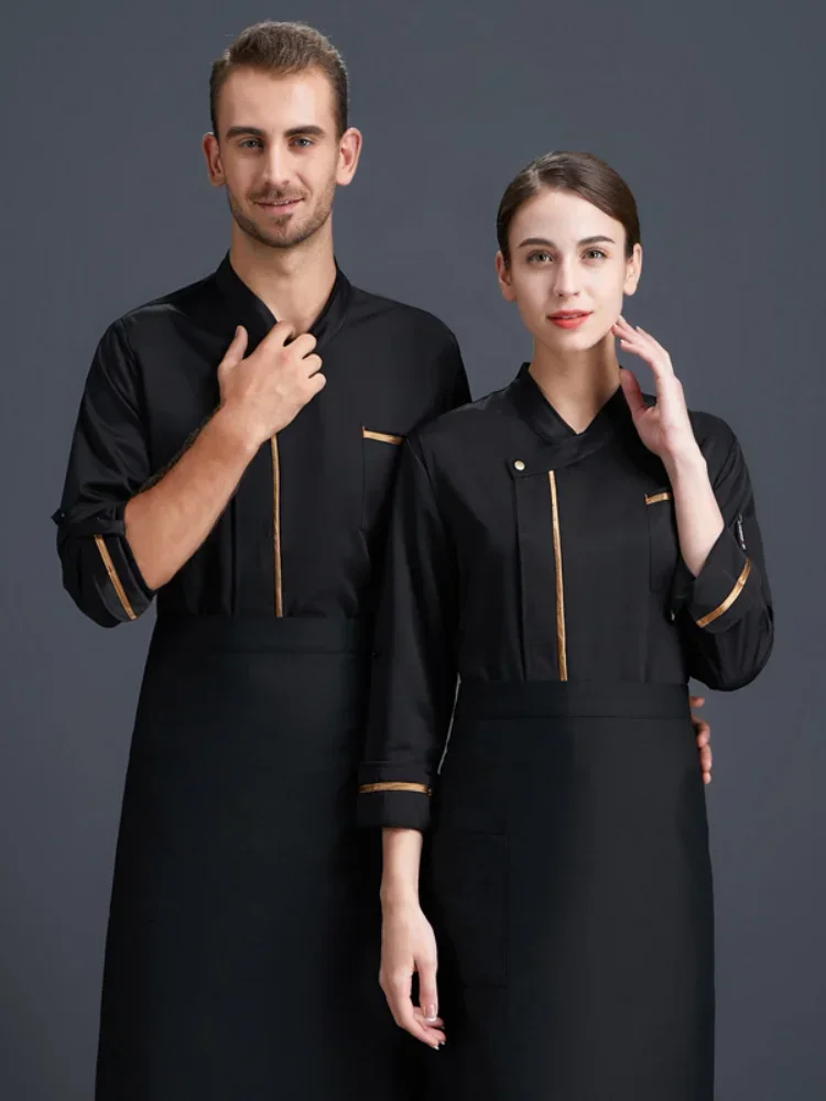 Veste à manches longues pour Service de Chef, Restaurant occidental, cuisson du pain, cuisine d'hôtel, automne et hiver, vêtements de travail pour Chef, manteau de cuisinier