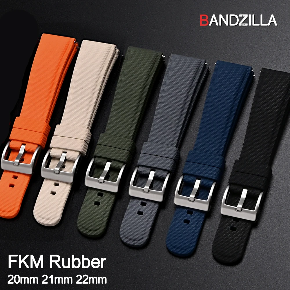 New FKM Rubber Watch Strap 20mm 21mm 22mm Quick Release Waterproof Sport Watchband for Seiko Universal Man Women Diving Bracelet