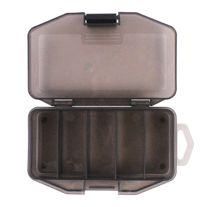 2/3Pcs 5 Grids Fishing Tackle Box Transparent Grey Plastic Bait Box Multi-function Bead Hook Organizer Box Fishing Accessories