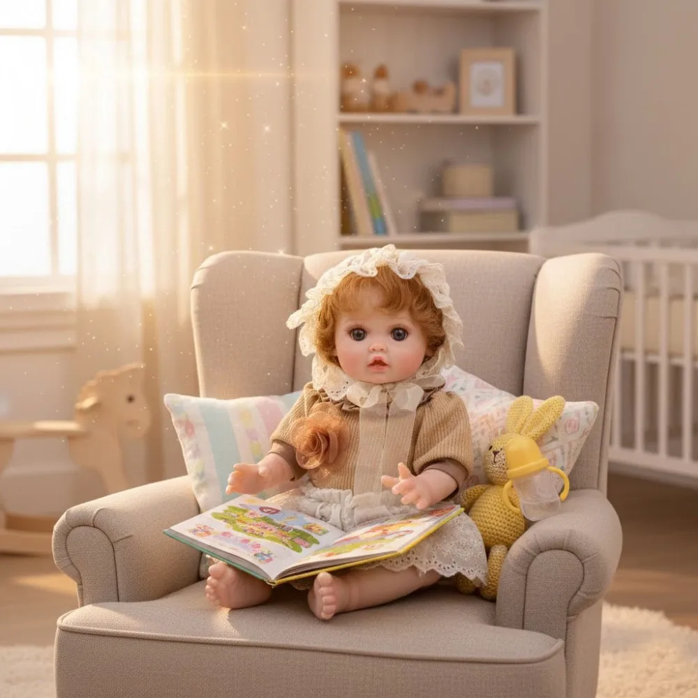 클로버레이 18인치 오리지널 카와이 리얼리틱 리본 베이비 돌 슈퍼 큐트 소프트 비닐 인형 고품질 수제 장난감 어린이 크리스마스 선물