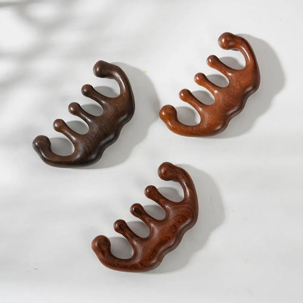 Meridian scrapping sândalo massagem pente anti-estático de madeira dentes largos pente de cabelo relaxamento estimulação reflexologia