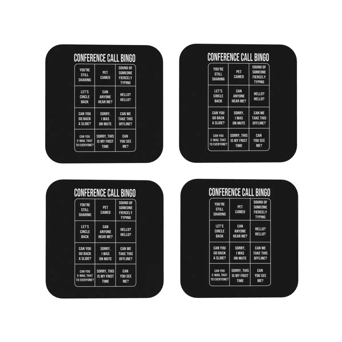 Conference Call Bing Coasters Kitchen Placemats Waterproof Insulation Cup Coffee Mats For Decor Home Tableware Pads Set of 4