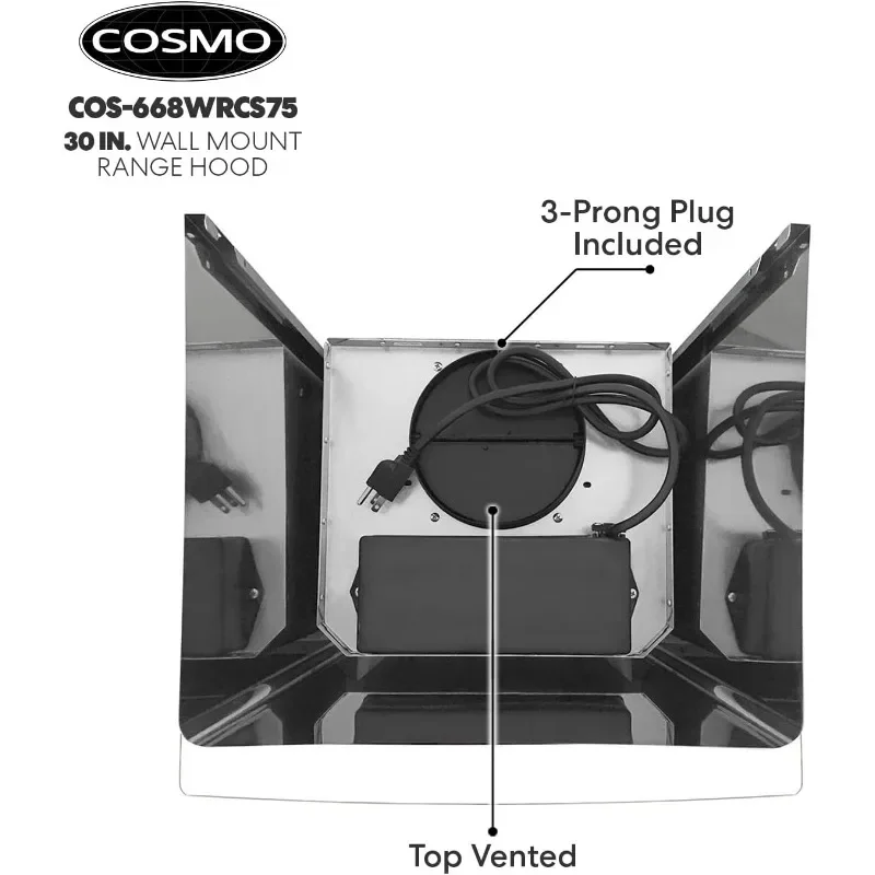 COSMO 668WRCS75 настенное крепление с вытяжным отверстием, 3-скоростной вентилятор, мягкое сенсорное управление