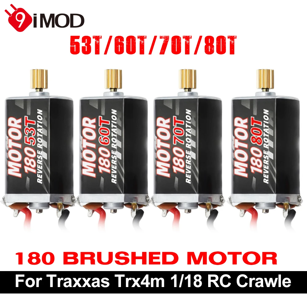 9IMOD 180 Brushed Motor 53T 60T 70T 80T with 11T Pinion Motor Gear For 1/18 RC Crawler Monster Traxxas Climb TRX4M Upgrade Parts