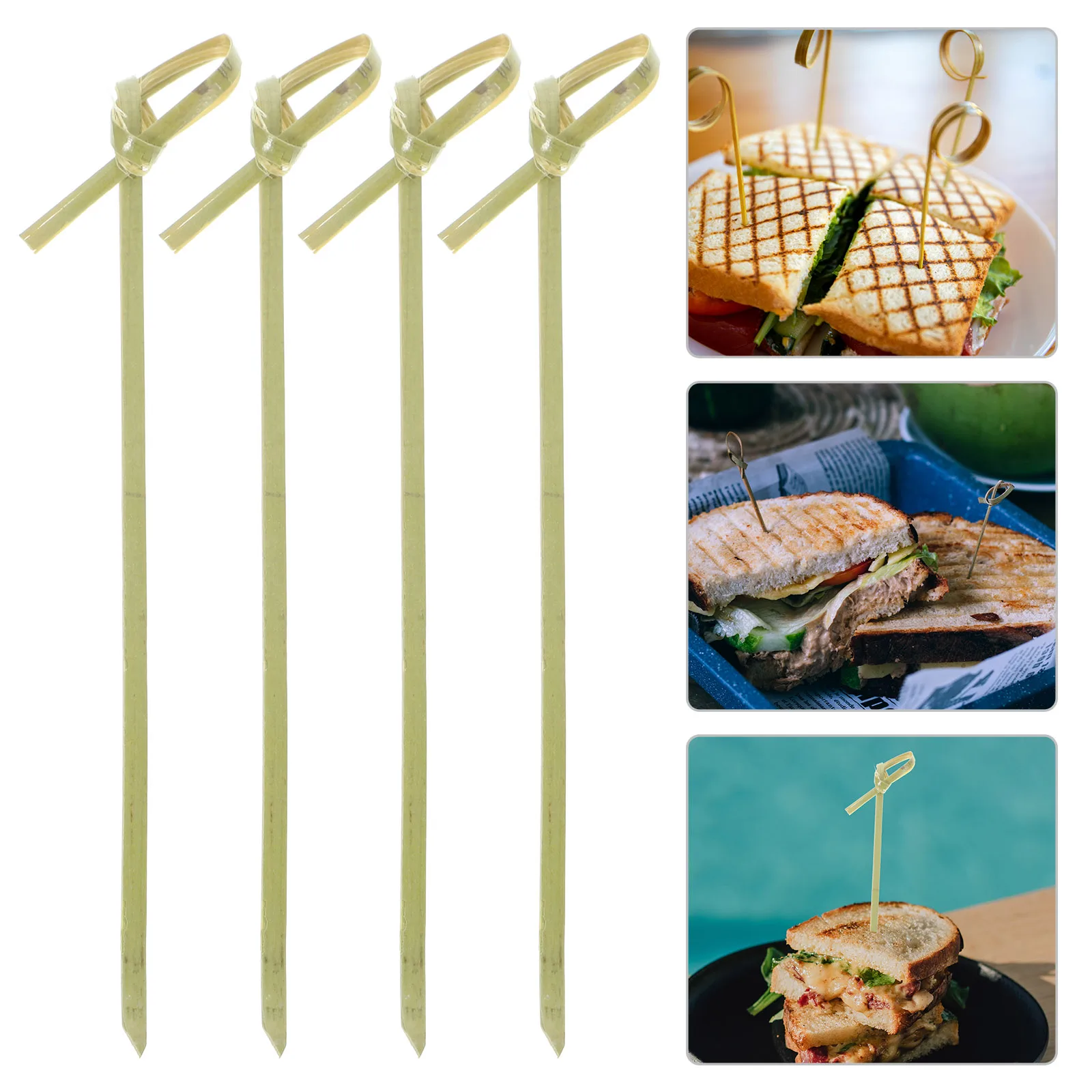 

200 pcs 10.5Cm Thickened Bamboo Cocktail Picks Red Bead Decor Sturdy Fruit Appetizer Sticks Disposable Fruit Picks Creative