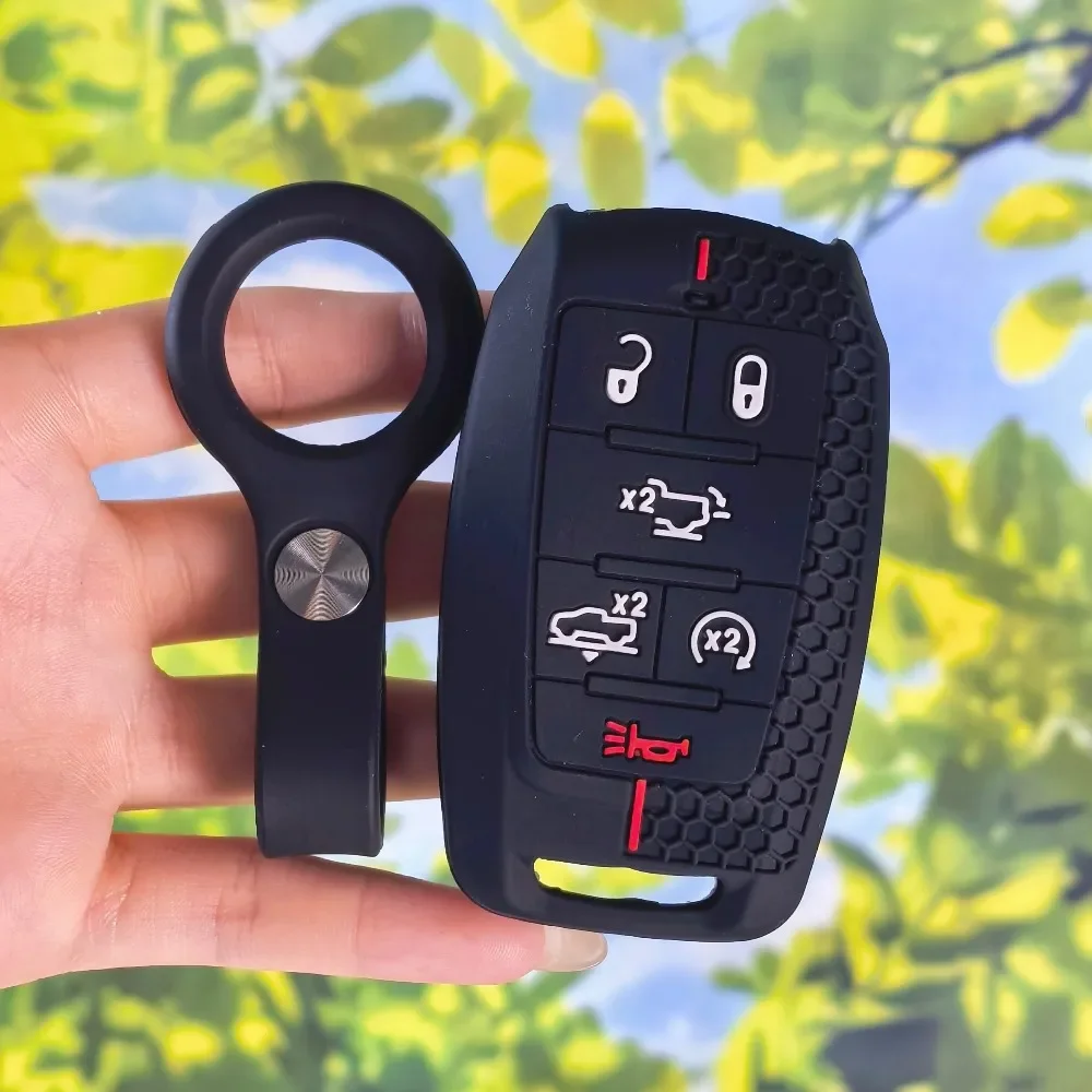 Pickup Silicone Key Fob Shell Honeycomb Anti-slip Cover With Keychain Fit Dodge RAM 1500 2500 3500 4500 5500 2019-2022