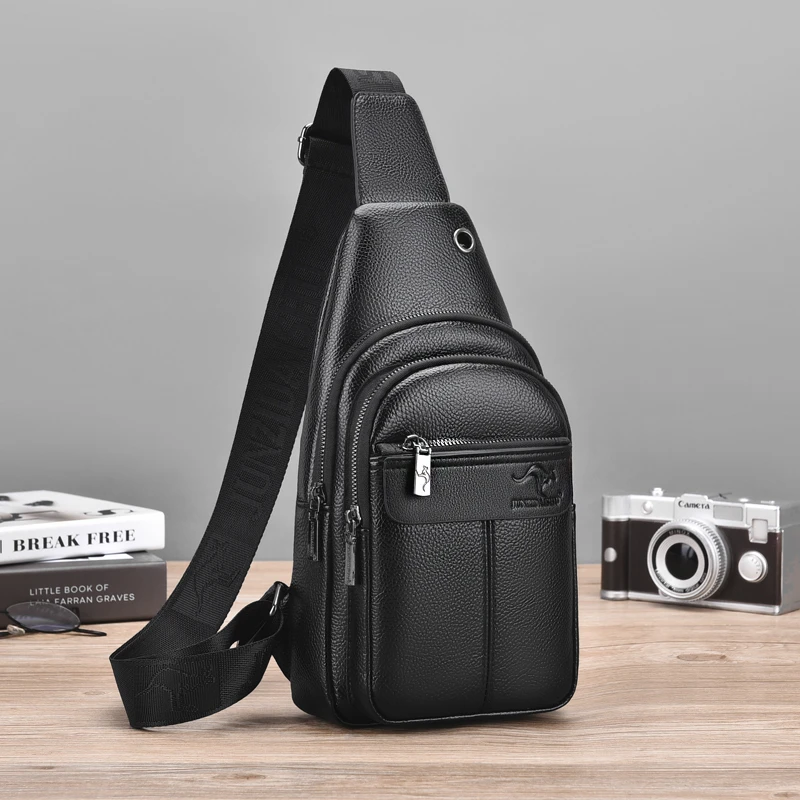 Soft Leather Crossbody Bag for Men Casual Business Fashion Chest Bag Sports Backpack Waist Bag Single Shoulder Bag