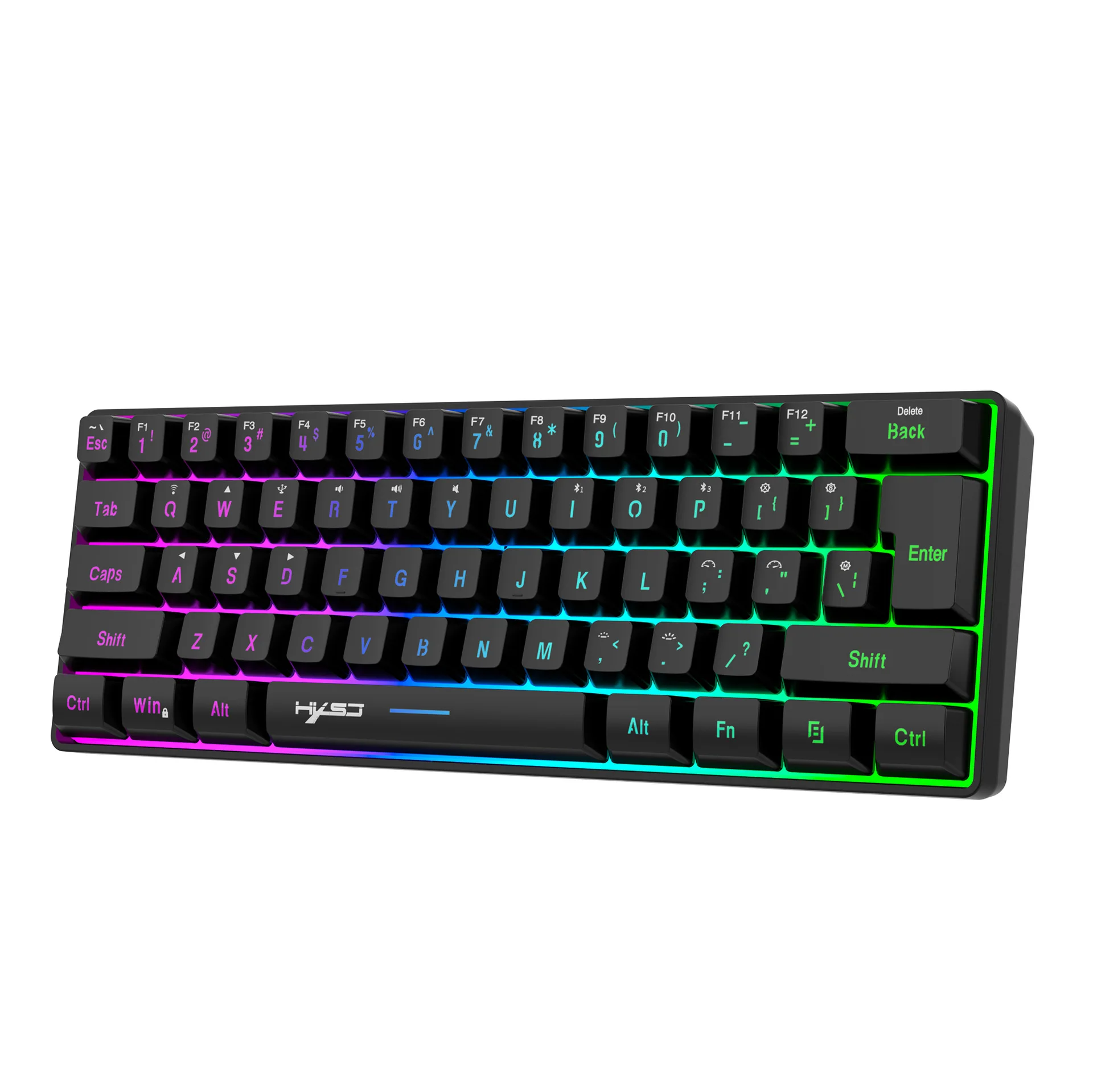 

61 Keys L500 Gaming 3 Mode Wired/2.4G/BT Wireless Membrane Keyboard Stable Connectivity RGB Backlit With Lithium Battery
