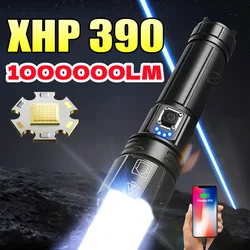 XHP390 Most Powerful LED Flashlight USB Rechargeable 10000LM LED High Power Tactical Lantern 2000M Long Range Camping Torch