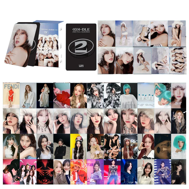 KPOP 55pcs/set(G)I-DLE New Album 2ND LOMO Card MINNIE YUQI SOYEON SHUHUA Postcard 3 Inch Double-sided Card Gidle Photo Card