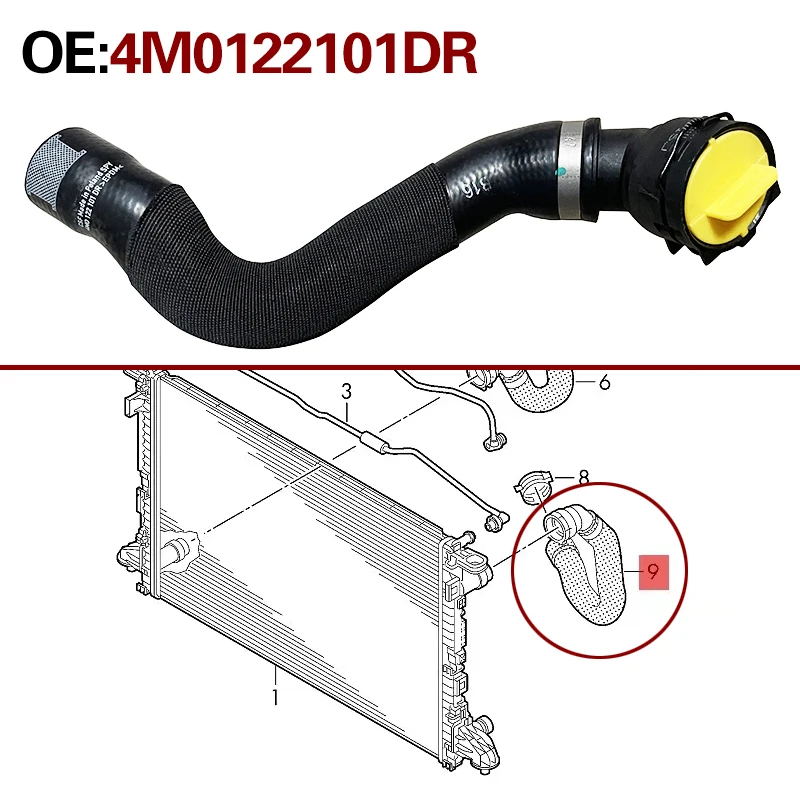 4M0122101DR for Audi Q7 Q8 VW Touareg Condenser water tank upper water pipe heating air pipe cooling liquid pipe 4M0 122 101 DR