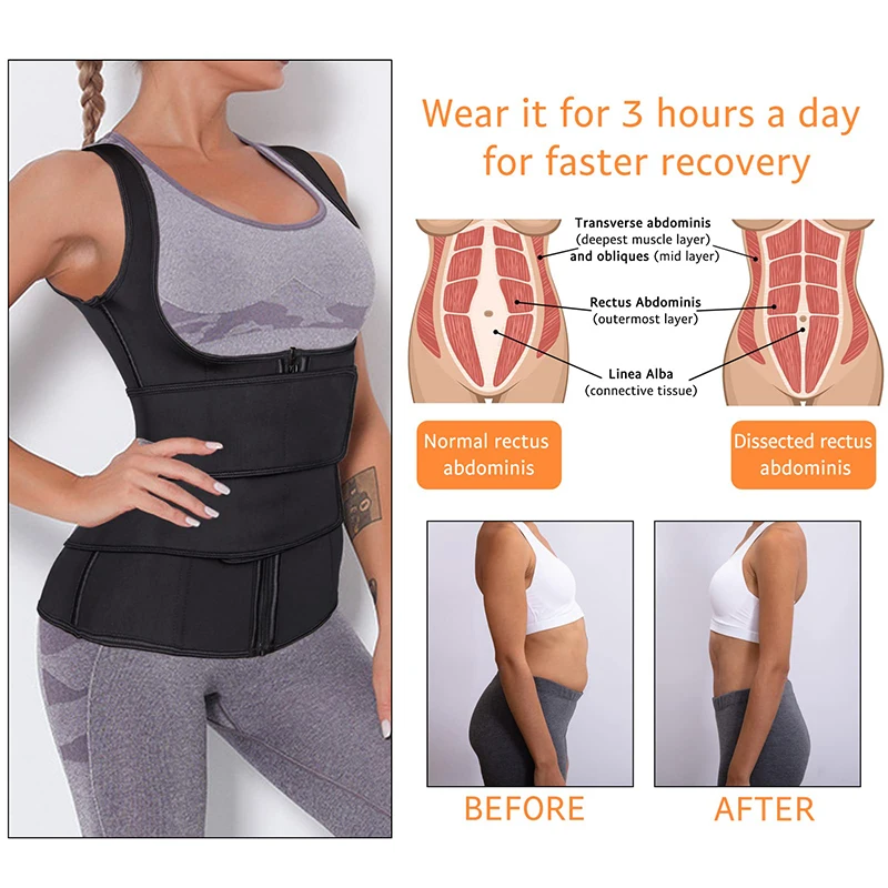 Waist Trainer for Women Waist Trainer Corset Vest Tummy Slimming Belly Body Shaper Sauna Workout Trimmer Belts with Zipper