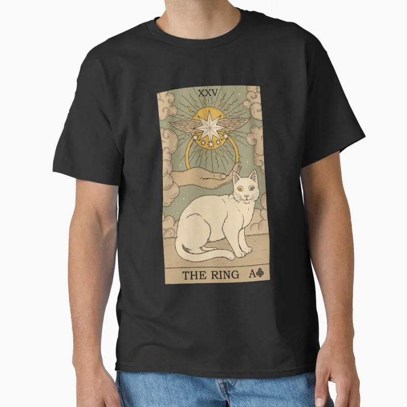 

The Ring Vinage Tarot Card Cat Funny magical cats cute pet Gift T shirt for men large size Adult Tops S-6XL mens clothing
