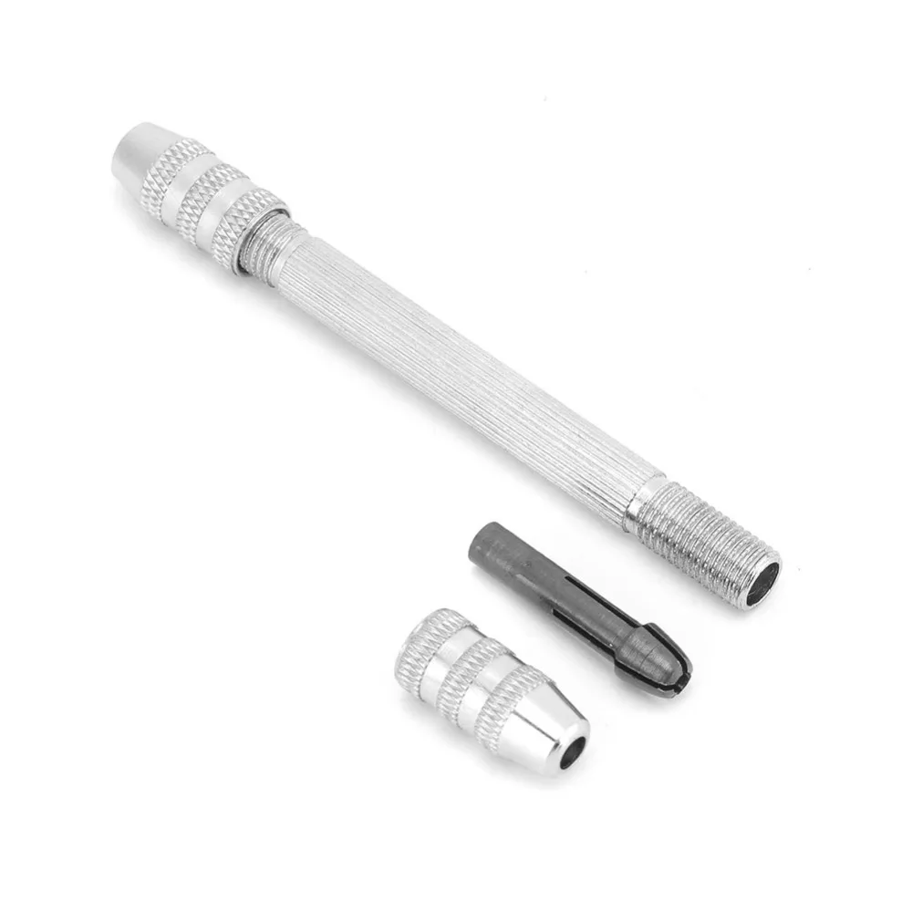 2Pcs Manual Metal Pin Vise Chuck Silver Length 10.3cm Mini Pin Vise Double End Pin Vise for Watch Repairing