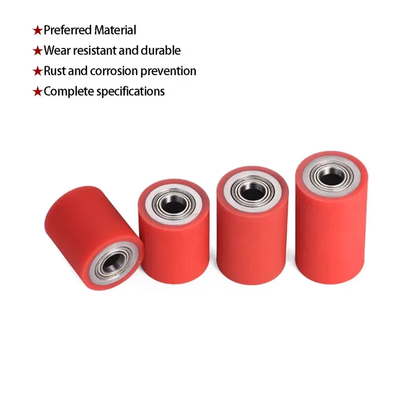 

Wear-Resistant PU Rubber And Silicone Wheel 50A Hardness ID12-20mm Double Bearing Idler