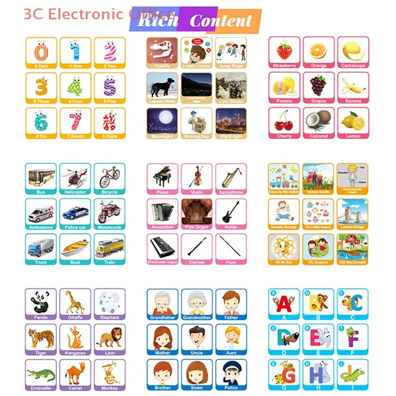 Livro de toque de aprendizagem de inglês ingenado para crianças, função de som interativa, caneta reutilizável, excelente presente de aniversário.