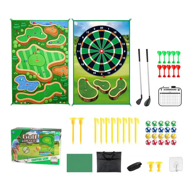 

Golf Chipping Practice Mat 2-in-1 Chipping Mat For Children's Golf Training Putting Darting Golf Game For Backyard Garden