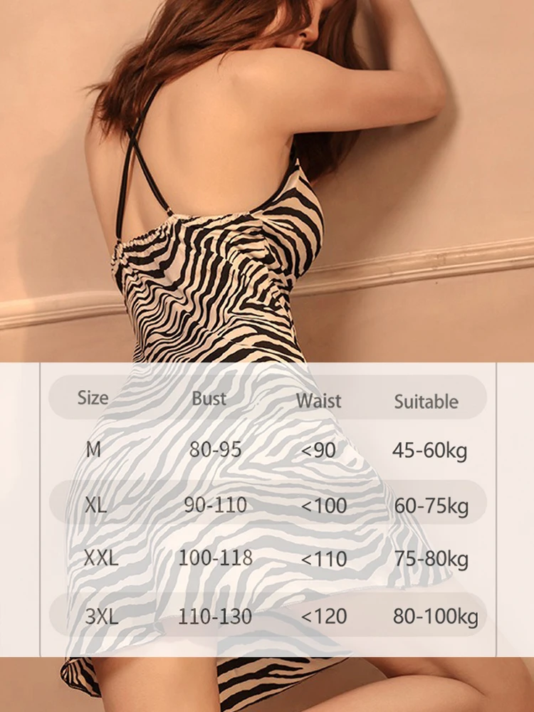 Miss zèbre Sexy femme Lingerie Costume femmes robe Sexye nuisette sous-vêtements chauds ensembles femme érotique robe de nuit Spaghetti sangle
