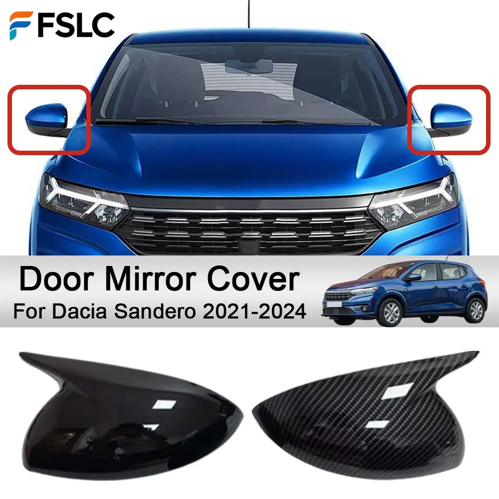 Protective Cover Door Mirror Cover For Dacia Sandero 2021-2024 Car Decoration Styling Upgrade Modify A Car Glossy Black