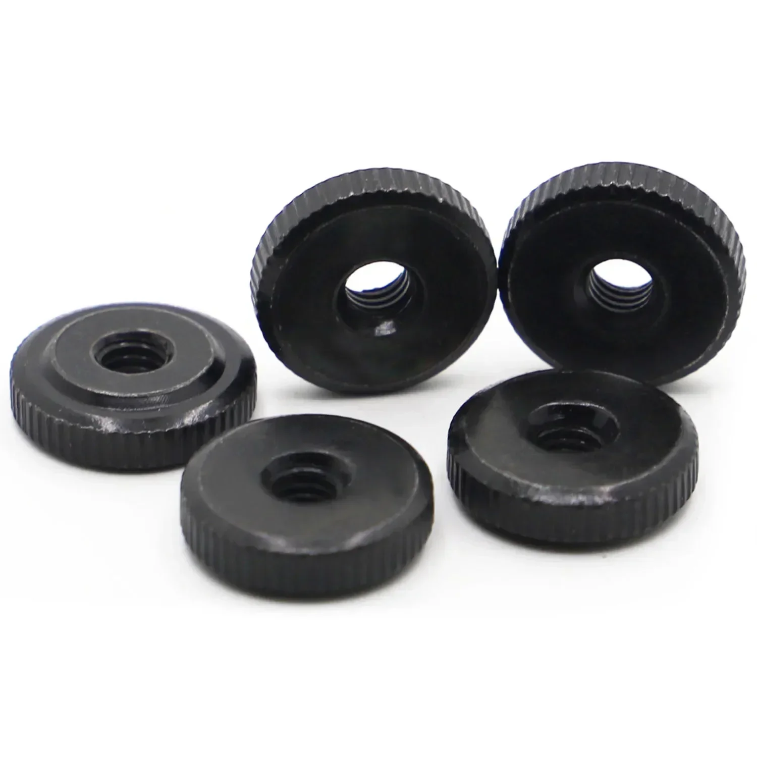 

M3 M4 M5 M6 M8 M10 Black Zinc Steel Small Step Hand Tighten Nut Knurled Thumb Nuts 4 10 20PCS