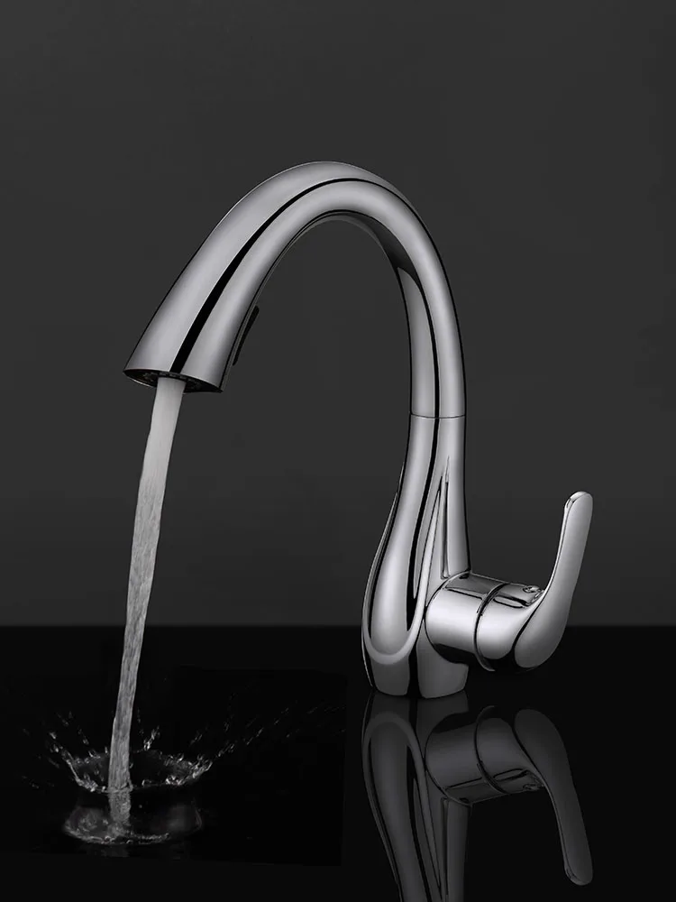 

Becola Kitchen with Movable Faucet, Kitchen Single Handle All Copper Rotating Faucet, Black and White Integrated Cold and HotTAP