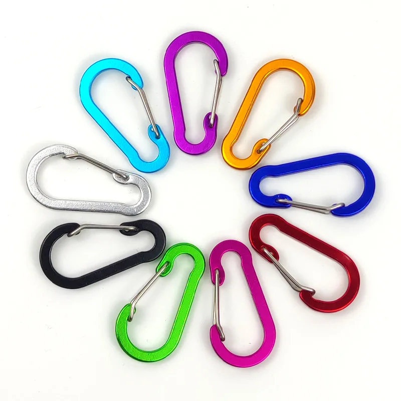 6pcs Lobster Clasp Buckle Keychian Mini Carabiners Outdoor Camping Hiking Buckles Alloy Spring Snap Hooks Keychains Tool Clips