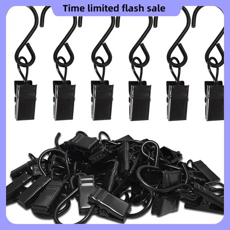 

A40T 50Pcs Stainless Steel S Hooks Curtain Clips, Hanging Party Lights Clips, Camping Tents, Courtyards Decoration