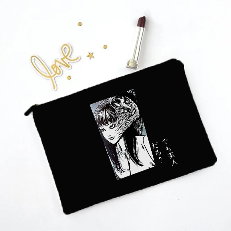 Anime Japanese Manga Junji Ito Tomie Cosmetic Bag Makeup Case Travel Toiletries Organizer Storage Make Up Pouch Pencil Bag