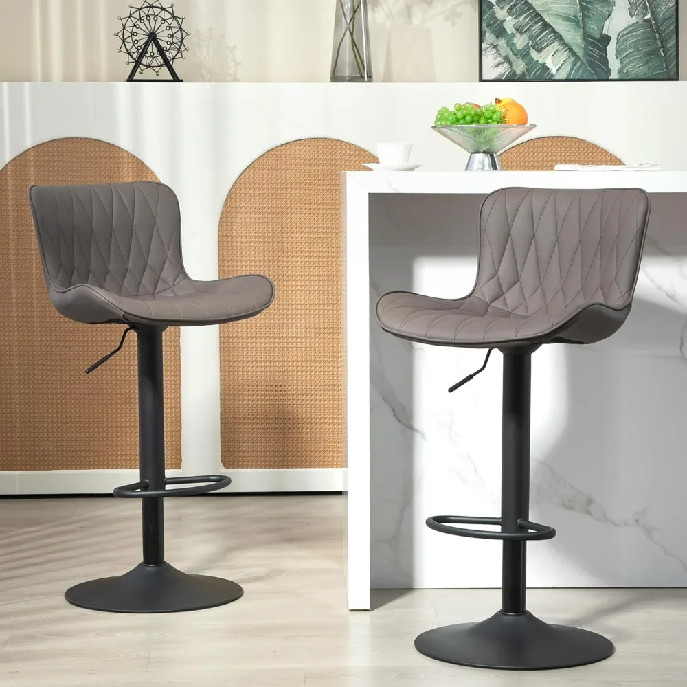 Bar Stools Set of 2, Modern 360° Swivel Faux Leather Bar Stools, 24