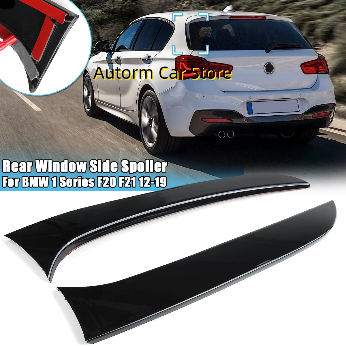 

Для BMW 1 серии F20 F21 2012-2019 глянцевый черный спойлер на заднее окно, 2 шт.