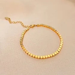 ANENJERY 316L Stainless Steel Simple Beads Bracelet Korean Fashion Female Bracelet Festive Party Jewelry Gift