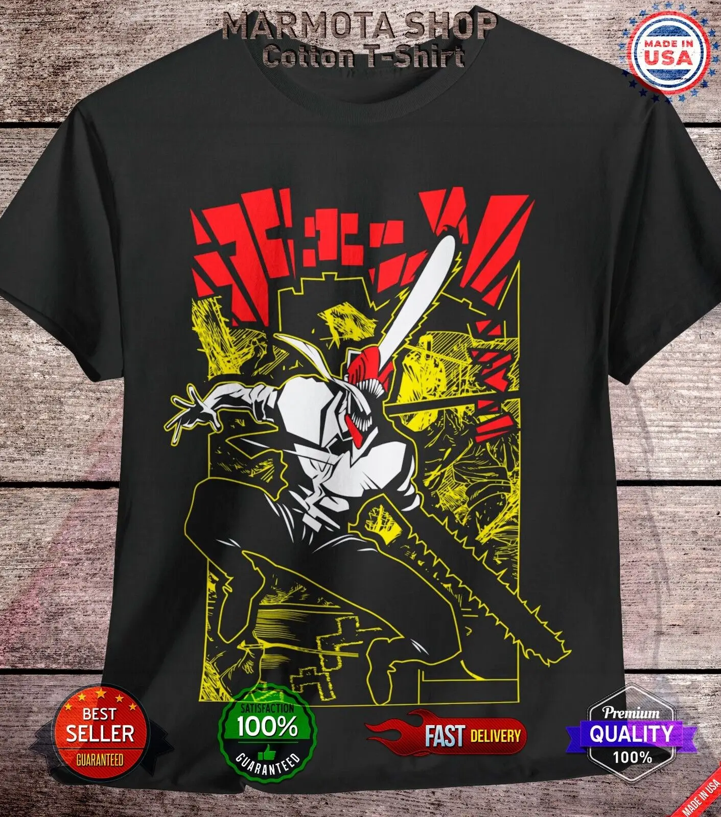 

Denji Chainsaw Man Shirt Anime Tee T-Shirt Pochita Horror Manga Otaku Makima