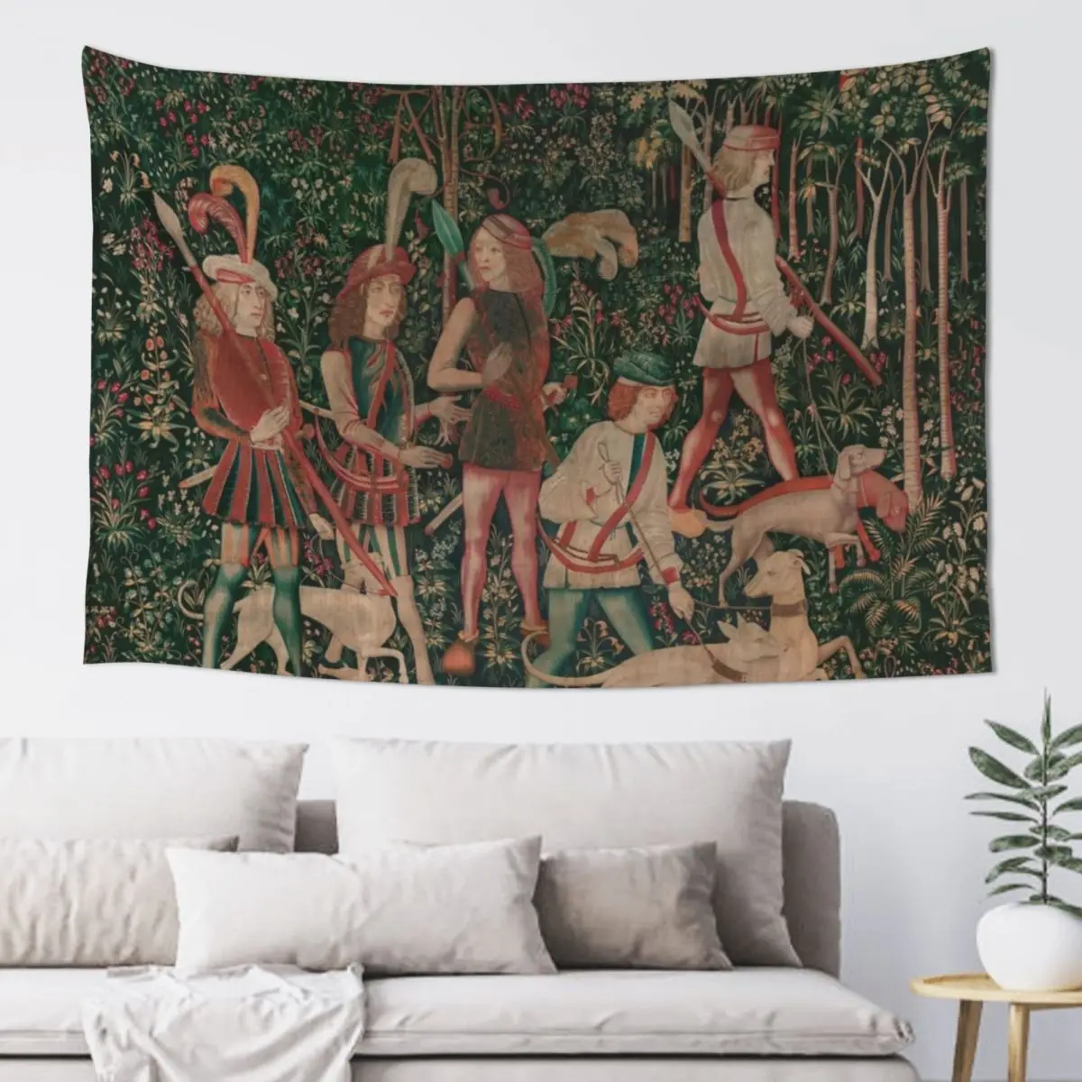 

Unicorn Hunt Medieval Art - Hunt Begins Tapestry Decoration Bedroom Decoration Pictures Room Wall On The Wall Tapestry