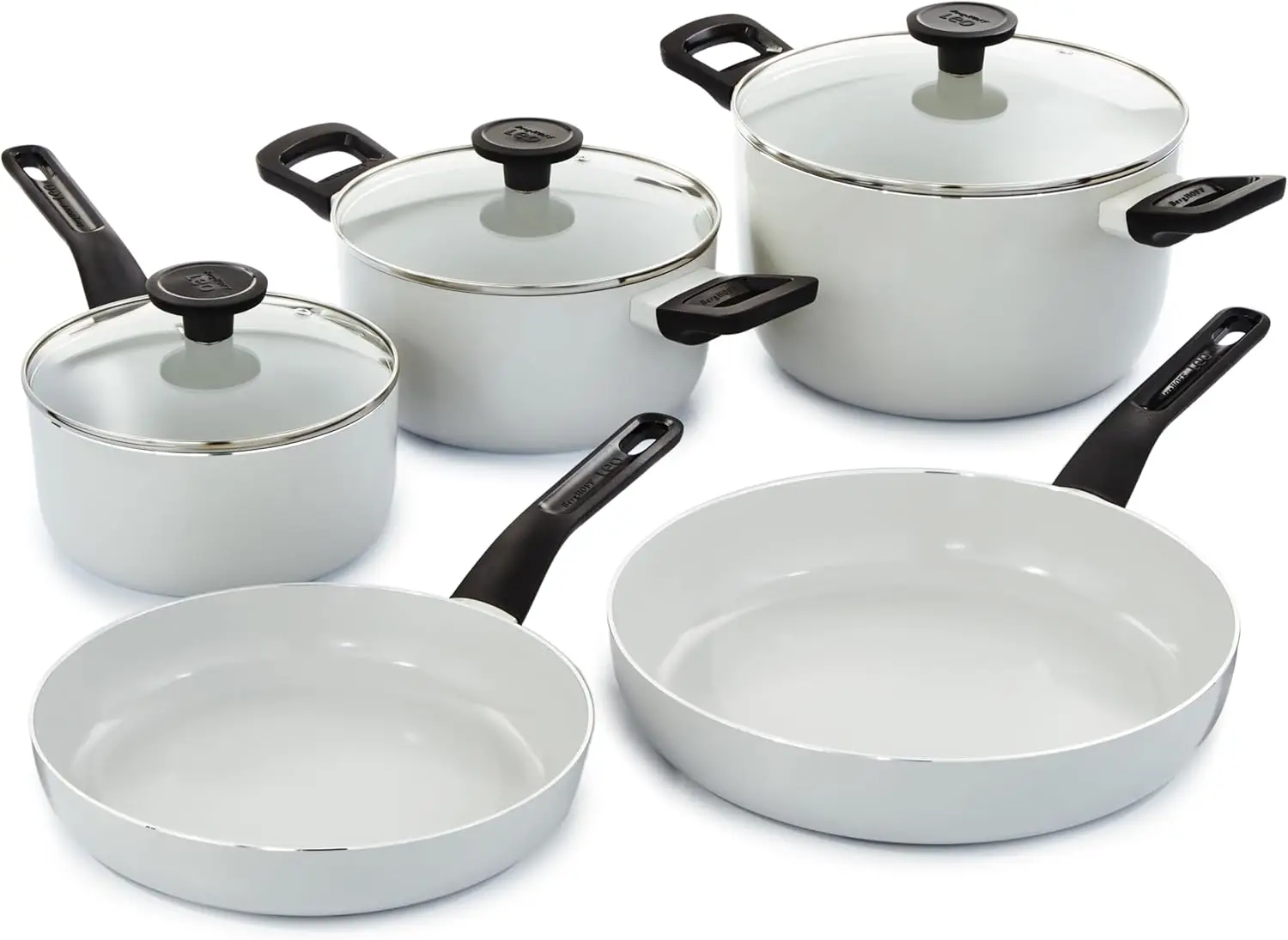 Berghoff Leo Glints 8Pc Nonstick Ceramic Cookware Set With Glass Lids Recycled Aluminum Ceragreen Non-Toxic Coating Stay-Cool