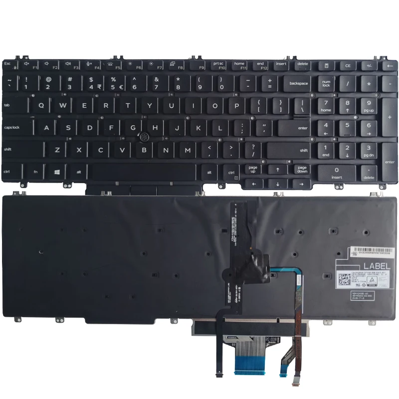 Keyboard berlampu latar Prancis/Spanyol/AS UNTUK Dell Precision 3500 3501 3541 5500 lintang 5510 E5500 5511 5501 dengan stik Mouse 0XPYPV