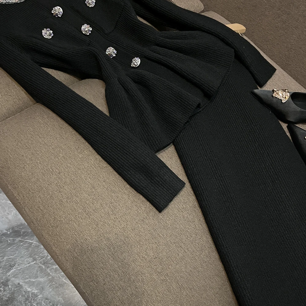 TWOTWINSTYLE Elegant Fresh Two Piece Sets For Women Round Neck Long Sleeve Top High Waist Skirt Casual Set Female New KSE556541 view 5