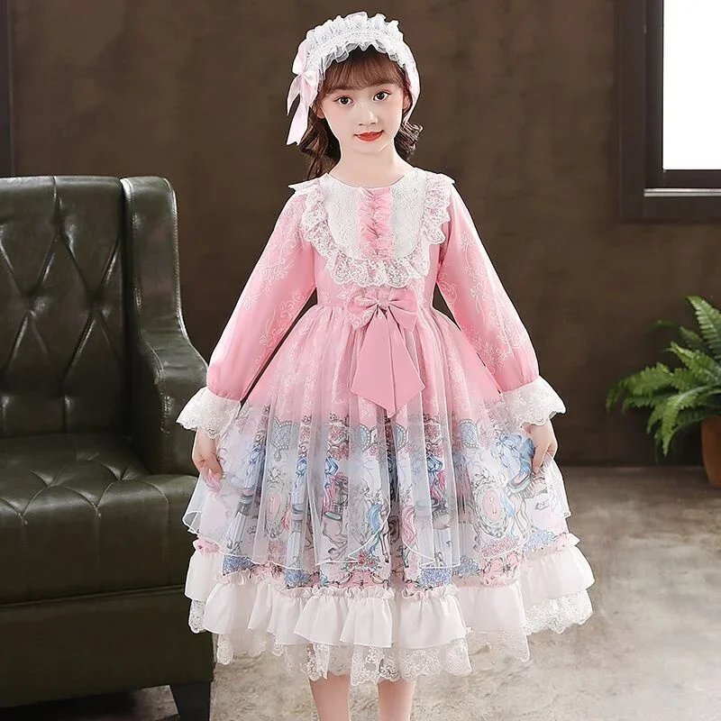 

Summer Lolita Child Costume Clothes Girls Casual Midi Dress Children Dresses For Teens Party Princess Sundress 12 13 15 Year Old