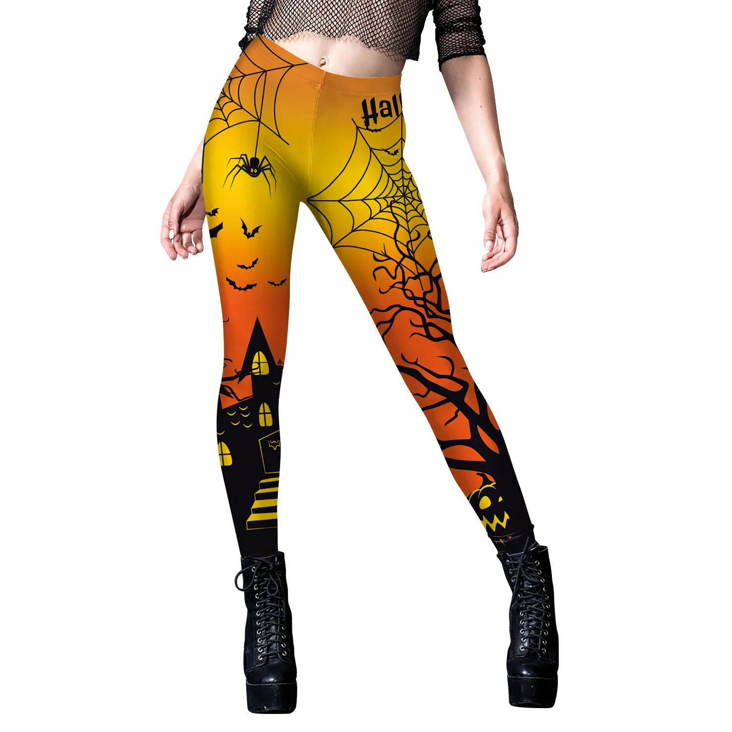 Vestido de Halloween para mujer, Leggings deportivos informales, pantalones de Yoga para Fitness, divertidos Leggings con estampado de calavera de murciélagos en 3D, Pantalones de moda para mujer