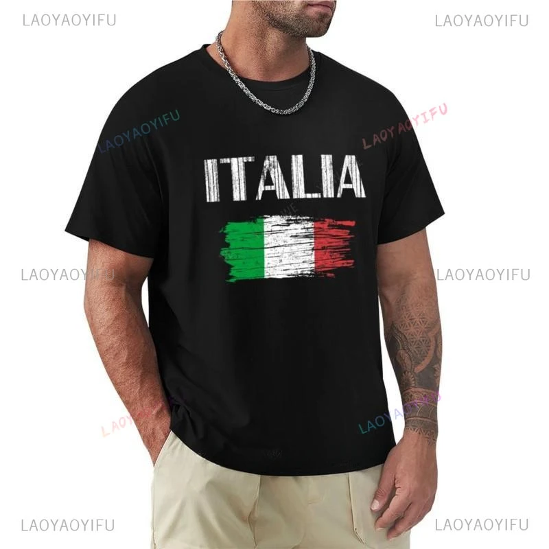 Vintage Italia Italian Flag Graphic Italy Lovers Tourists Souvenir Cool National Gift T-Shirt Graphic T Shirt Clothes for Men