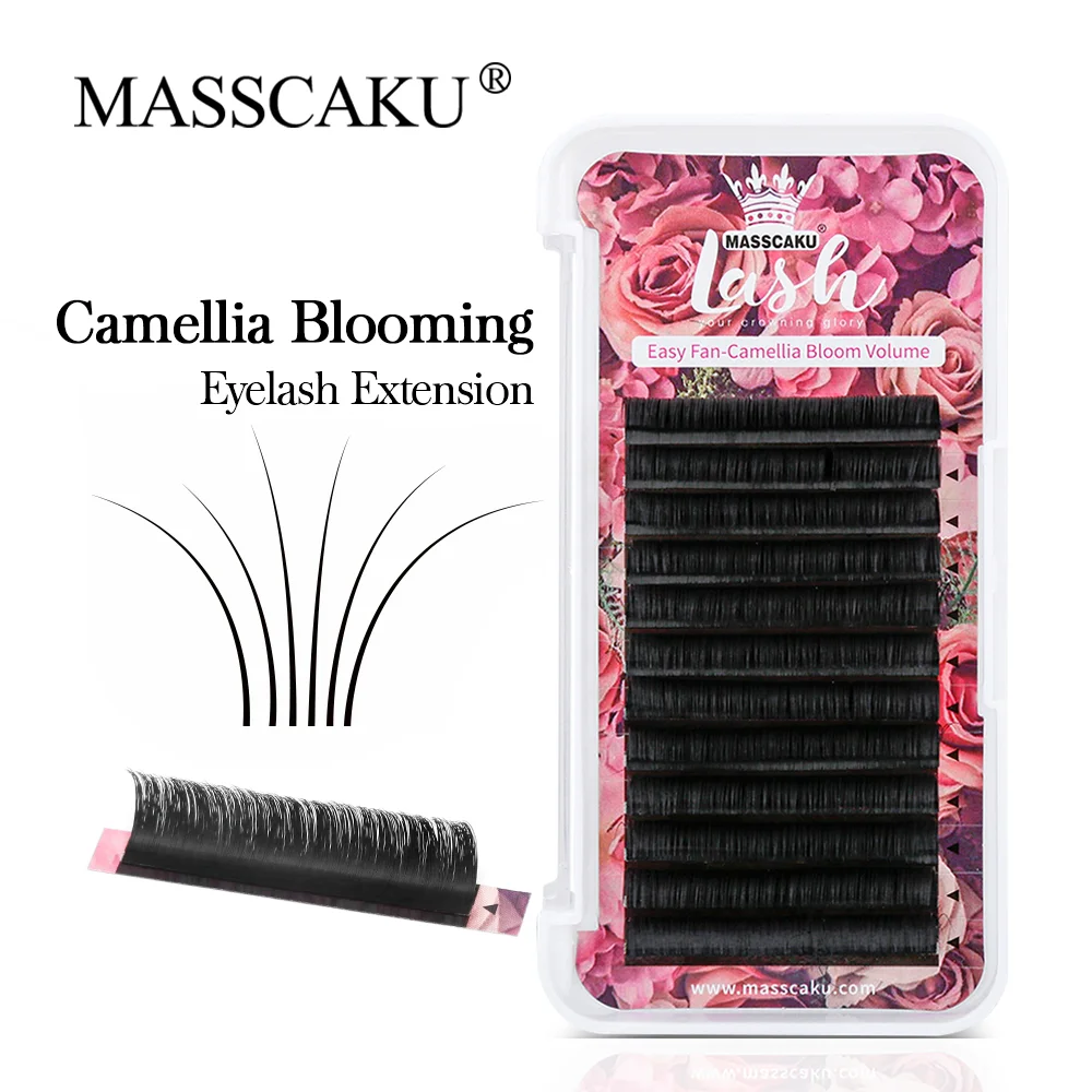 

Wholesale 0.05/0.07mm Mega Volume Camellia Blooming Auto Fan Lashes C/CC /D/DD Curl Easy Fanning Eyelash Extension for Salon Use