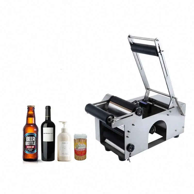 SY50 Factory Price Semi Automatic Round Bottle Plastic Aluminum Beverage Food Tin Can Labeling